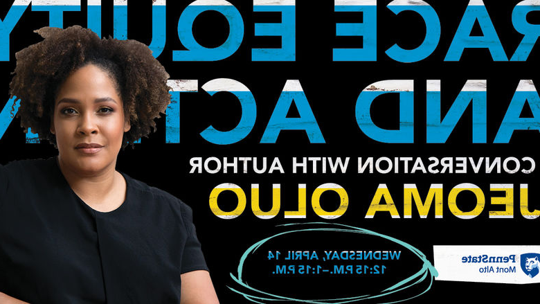 "Race Equity and Action Ijeoma Oluo" graphic with a black woman featured 